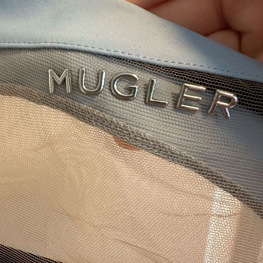 NWT Mugler Illusion Cut Bodysuit in Light Blue EU38 - Picture 6 of 9